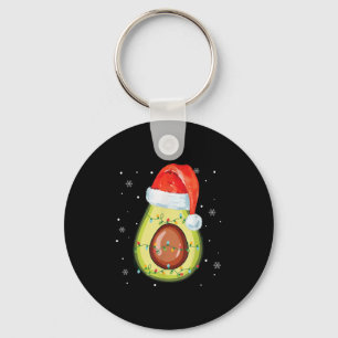Santa Hat Avocado Merry Christmas Vegan Pajama Keychain
