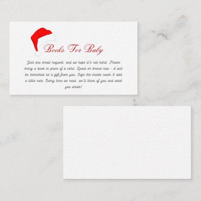 Santa Hat Baby Shower Book Request Enclosure Card (Front/Back)