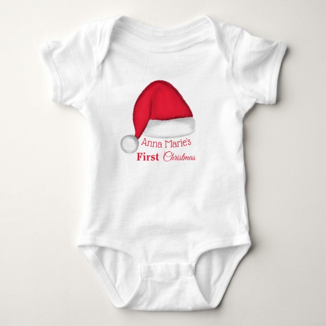 Santa Hat Baby T Shirt Personalized (Front)