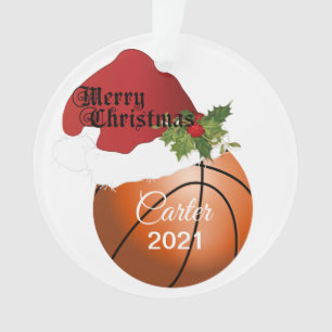 Santa Hat Basketball Design   DIY Name Ornament