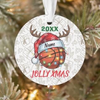  Santa Hat Basketball Reindeer Christmas Fun Sport