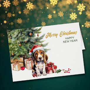 Santa Hat Basset Hound Chien chiot Noël