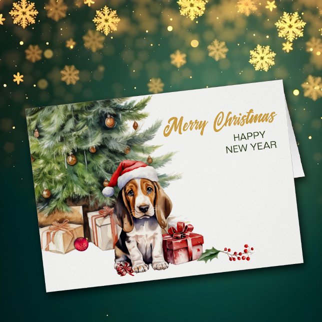 Santa Hat Basset Hound Puppy Dog Christmas (Creator Uploaded)