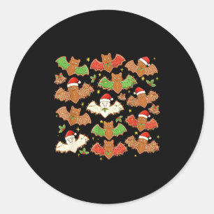 Santa Hat Bat Soky Christmas Gingerbread Bats Xmas Classic Round Sticker