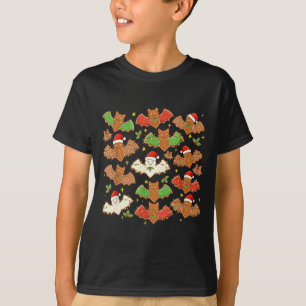 Santa Hat Bat Soky Christmas Gingerbread Bats Xmas T-Shirt