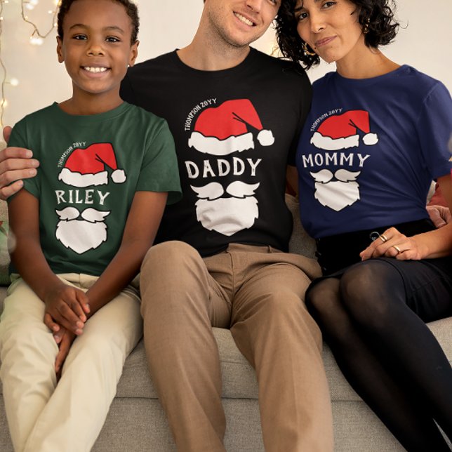 Santa Hat & Beard Daddy Family Christmas T-Shirt (Creator Uploaded)