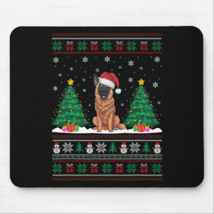 Santa Hat Belgian Malinois Dog Xmas Tree Lights Ug Mouse Pad