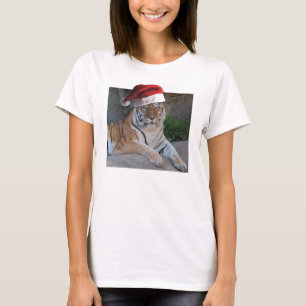 Santa Hat Bengal Tiger T-Shirt