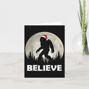 Santa Hat Bigfoot Believe Christmas Lights Rock Sa Card