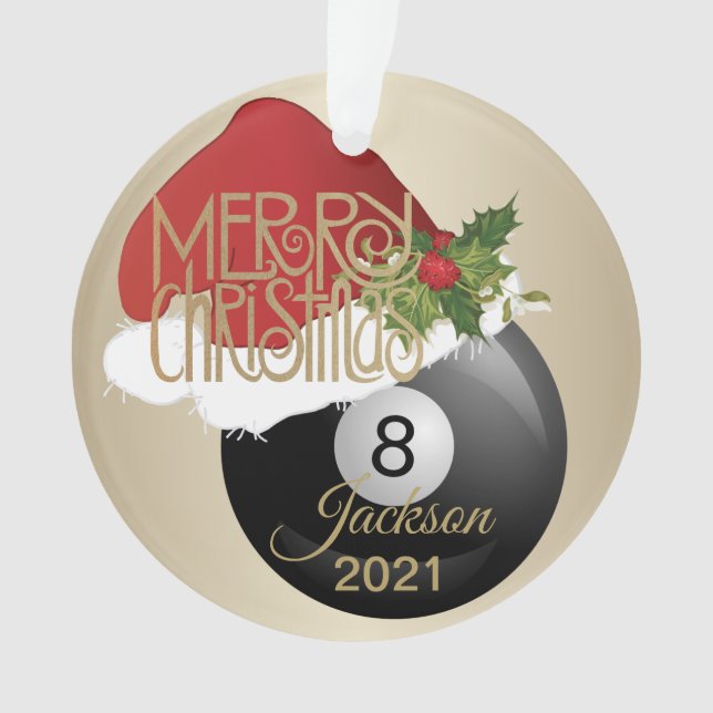 Santa Hat Billiard Ball | DIY Name Ornament (Front)