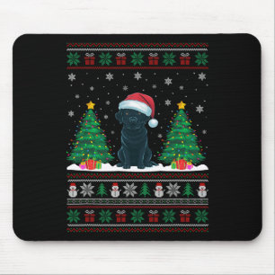 Santa Hat Black Labrador Dog Xmas Tree Lights Ugly Mouse Pad