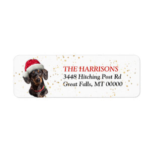 Santa Hat Black Tan Dachshund Adresse de retour