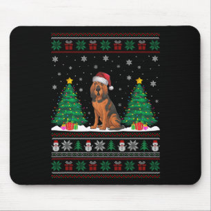 Santa Hat Bloodhound Dog Christmas Tree Lights Ugl Mouse Pad