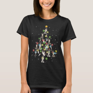 Santa Hat Border Collie Christmas Tree Lights Xmas T-Shirt
