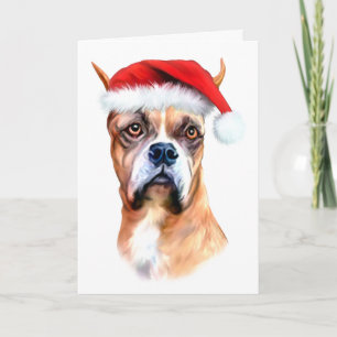 Santa Hat Boxer Holiday Card