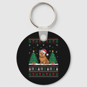 Santa Hat Brussels Griffon Dog Xmas Tree Lights Ug Keychain
