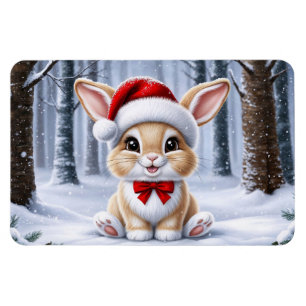 Santa Hat Bunny Magnet