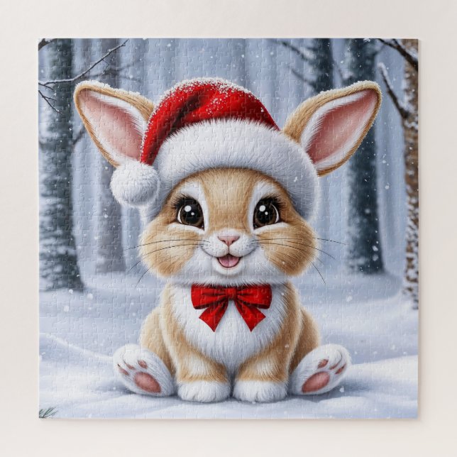 Santa Hat Bunny Puzzle (Vertical)