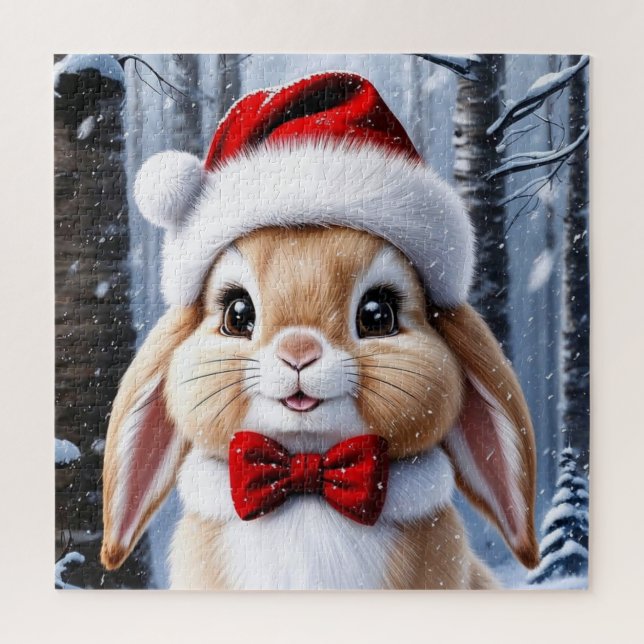 Santa Hat Bunny Puzzle (Vertical)