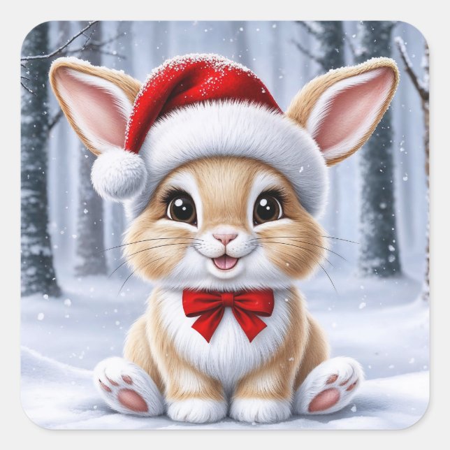 Santa Hat Bunny Stickers (Front)