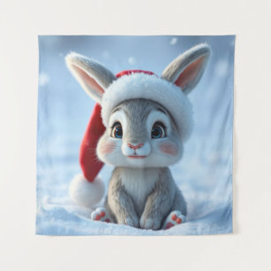 Santa Hat Bunny Tapestry