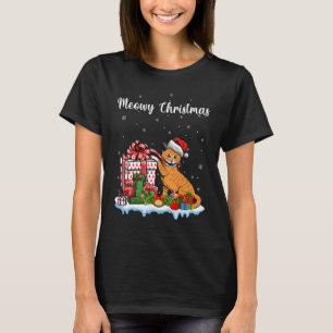 Santa Hat Cat Xmas  For Girls Kids Meowy Cat Chris T-Shirt