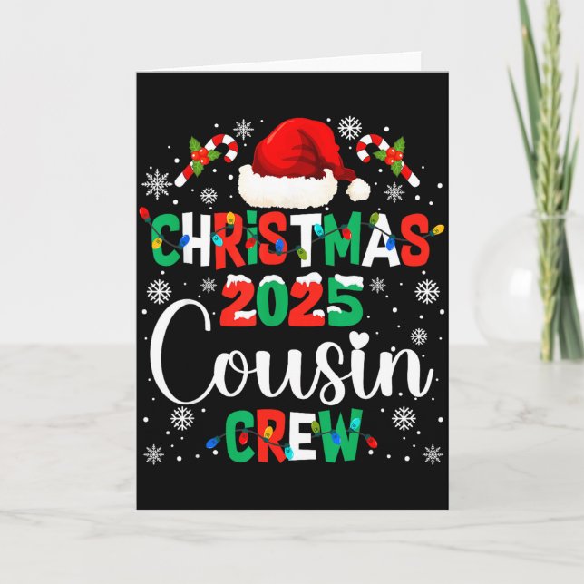 Santa Hat Christmas 2025 Cousin Crew Xmas Matching Card (Front)