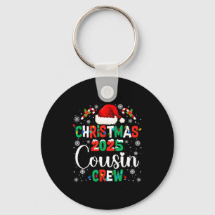 Santa Hat Christmas 2025 Cousin Crew Xmas Matching Keychain