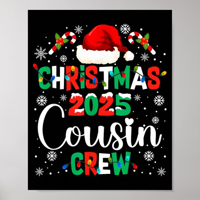Santa Hat Christmas 2025 Cousin Crew Xmas Matching Poster (Front)