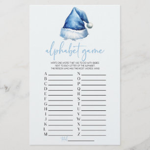 Santa Hat Christmas Alphabet Baby Shower Game Stationery