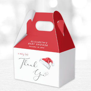 Santa Hat Christmas Baby Shower Thank You Favor Box