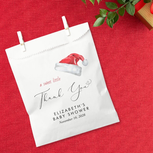 Santa Hat Christmas Baby Shower Thank You Favour Bag (Creator Uploaded)