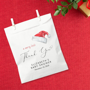 Santa Hat Christmas Baby Shower Thank You Favour Bag