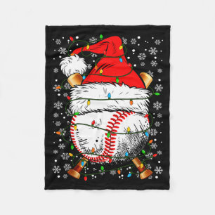 Santa Hat Christmas Baseball Player Srts For Men B Fleece Blanket