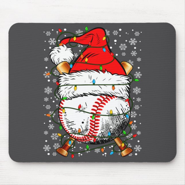 Santa Hat Christmas Baseball Player Srts For Men B Mouse Pad (Front)