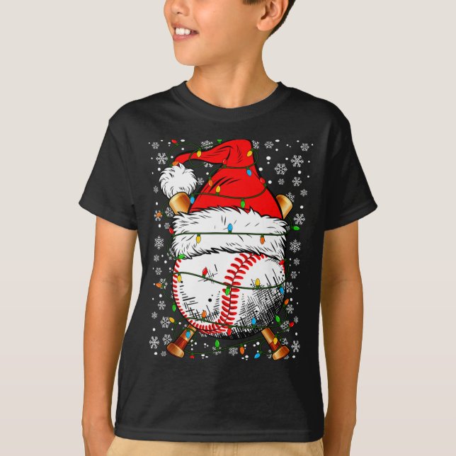 Santa Hat Christmas Baseball Player Srts For Men B T-Shirt (Front)