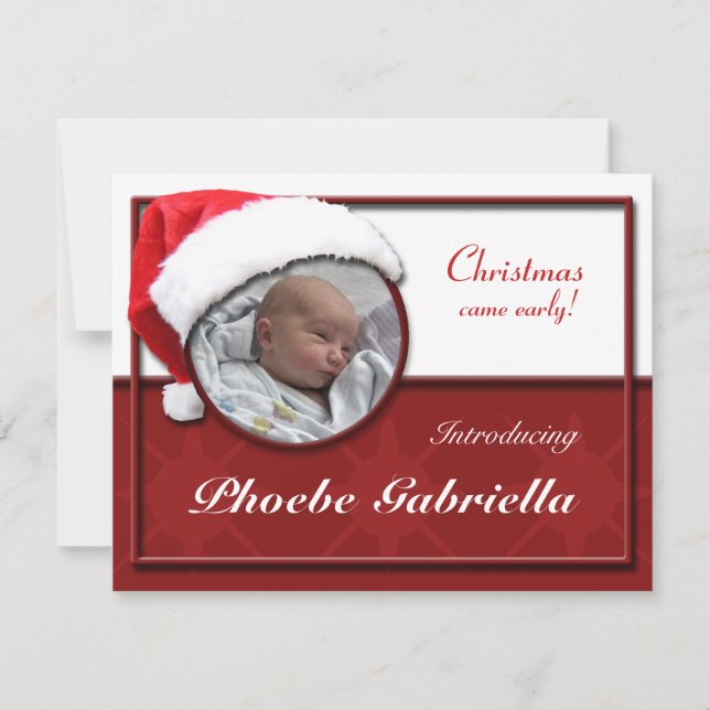 Santa Hat Christmas Birth Announcements (Front)