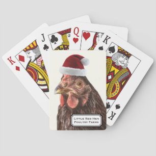 Santa Hat Christmas Chicken Playing Cards