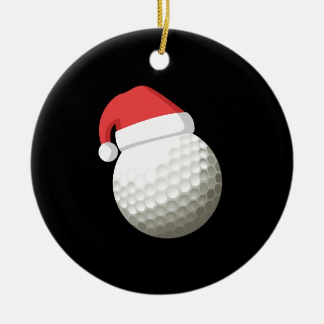 Santa Hat Christmas Golf Ceramic Ornament (Front)