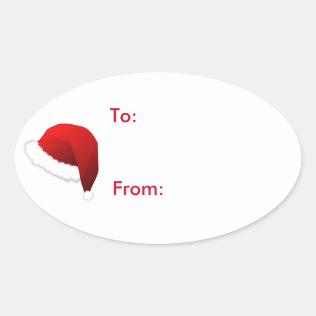 Santa Hat Christmas Holiday Gift Tag Sticker (Front)