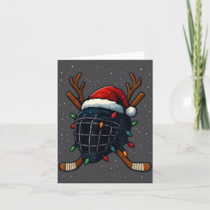Santa Hat Christmas Ice Hockey Helmet Player Reind Card