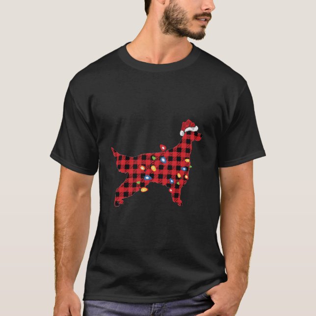 Santa Hat Christmas Irish Setter Pajama T-Shirt (Front)