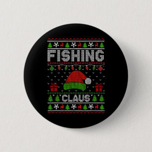 Santa Hat Christmas Light Fishing Claus Ugly Xmas 2 Inch Round Button