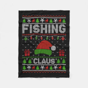 Santa Hat Christmas Light Fishing Claus Ugly Xmas  Fleece Blanket