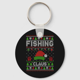 Santa Hat Christmas Light Fishing Claus Ugly Xmas Keychain