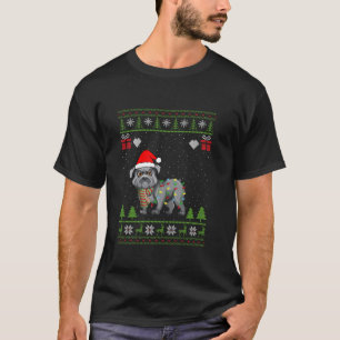 Santa Hat Christmas Lights French Bulldog Ugly Xma T-Shirt
