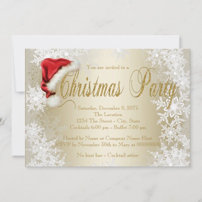 Santa Hat Christmas Party Invitations (Front)