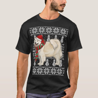 Santa Hat Christmas Samoyed Ugly Christmas T-Shirt