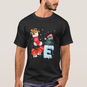 Santa Hat Christmas Stocking Holiday Chameleon Lov T-Shirt
