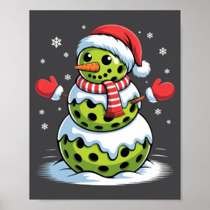 Santa Hat Ckleball Snowman Christmas Men Women Kid Poster